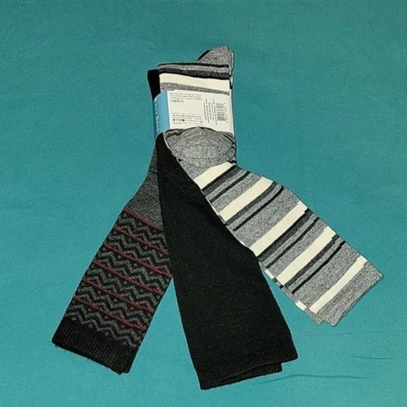 3 pairs Hue Long Boot Knee Socks, 3-pack, dark grey,striped, NWT - Picture 7 of 8